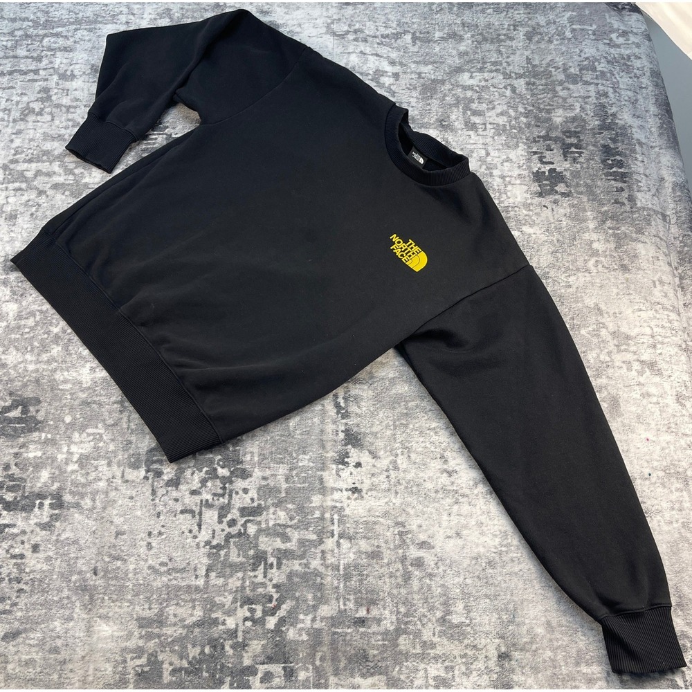 The North Face Small Black Gold Logo Sweatshirt Gorpcore Heritage Crewneck